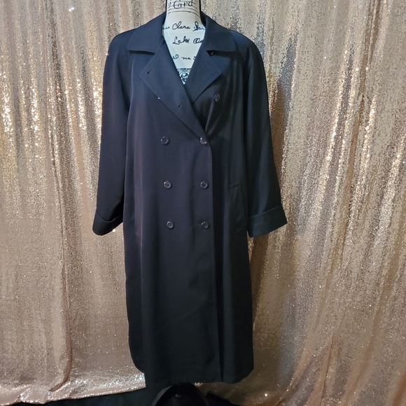 Black Women's Long Coat/Trench Coat - Picture 3 of 10